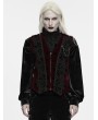 Punk Rave Red and Black Gothic Dark Pattern Waistcoat for Men
