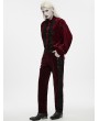Punk Rave Red Gothic Dark Patterned Embroidered Pants for Men