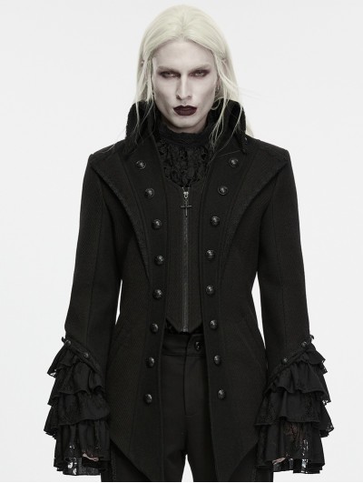 Punk Rave Black Gothic Medieval Lapel Jacket for Men