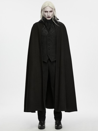 Punk Rave Black Gothic Duke Stand Collar Cloak for Men