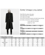 Punk Rave Black Gothic Vintage Long Jacket for Men