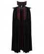 Punk Rave Black and Red Gothic Vampire Velvet Long Cloak for Men
