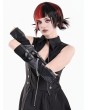 Dark in Love Black Gothic Punk Leather Buckle Chain Long Gloves