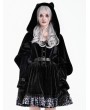 Dark in Love Black Gothic Embossed Velvet Hooded Capelet for Women