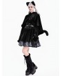 Dark in Love Black Gothic Embossed Velvet Hooded Capelet for Women