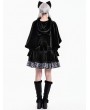 Dark in Love Black Gothic Embossed Velvet Hooded Capelet for Women