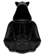 Dark in Love Black Gothic Embossed Velvet Hooded Capelet for Women