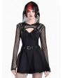 Dark in Love Black Gothic Cyber Punk Fishnet Hooded Shrug for Women