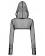 Dark in Love Black Gothic Cyber Punk Fishnet Hooded Shrug for Women
