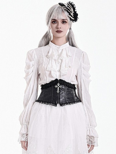Dark in Love Black Gothic Paisley Embossed Leather Corset Belt