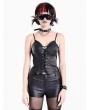 Dark in Love Black Gothic Bat Punk Faux Leather Corset Top for Women