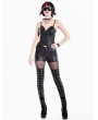 Dark in Love Black Gothic Bat Punk Faux Leather Corset Top for Women