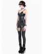 Dark in Love Black Gothic Bat Punk Faux Leather Corset Top for Women
