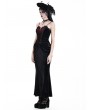 Dark in Love Black and Red Gothic Spider Velvet Corset Top for Women