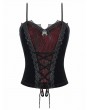 Dark in Love Black and Red Gothic Spider Velvet Corset Top for Women