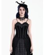 Dark in Love Black Gothic Baroque Embroidered Lace Velvet Corset Top for Women