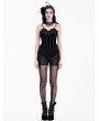 Dark in Love Black Gothic Baroque Embroidered Lace Velvet Corset Top for Women