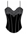 Dark in Love Black Gothic Baroque Embroidered Lace Velvet Corset Top for Women