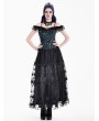 Dark in Love Black and Blue Victorian Gothic Jacquard Corset Top for Women