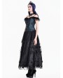 Dark in Love Black and Blue Victorian Gothic Jacquard Corset Top for Women