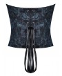 Dark in Love Black and Blue Victorian Gothic Jacquard Corset Top for Women