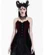 Dark in Love Black and Red Vampire Batwing Gothic Velvet Corset Top for Women
