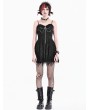 Dark in Love Black Gothic Alternative Punk Distressed Shredded Mesh Mini Dress