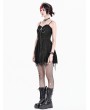Dark in Love Black Gothic Alternative Punk Distressed Shredded Mesh Mini Dress