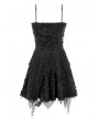 Dark in Love Black Gothic Alternative Punk Distressed Shredded Mesh Mini Dress