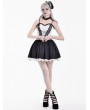 Dark in Love Black and White Gothic Lolita Heart Lace Suspender Dress