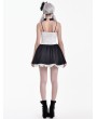 Dark in Love Black and White Gothic Lolita Heart Lace Suspender Dress