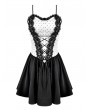 Dark in Love Black and White Gothic Lolita Heart Lace Suspender Dress