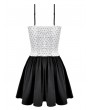 Dark in Love Black and White Gothic Lolita Heart Lace Suspender Dress
