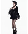 Dark in Love Black Gothic Vampire Countess Rose Lace Velvet Mini Dress