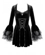 Dark in Love Black Gothic Vampire Countess Rose Lace Velvet Mini Dress