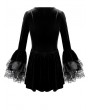 Dark in Love Black Gothic Vampire Countess Rose Lace Velvet Mini Dress