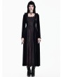 Dark in Love Black and Red Gothic Medieval Hooded Velvet Maxi Dress