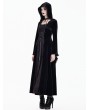 Dark in Love Black and Red Gothic Medieval Hooded Velvet Maxi Dress