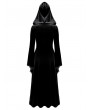 Dark in Love Black and Red Gothic Medieval Hooded Velvet Maxi Dress