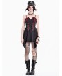 Dark in Love Black and Red Paneled Gothic Punk Chain Mini Dress