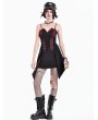 Dark in Love Black and Red Paneled Gothic Punk Chain Mini Dress