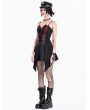 Dark in Love Black and Red Paneled Gothic Punk Chain Mini Dress