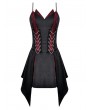 Dark in Love Black and Red Paneled Gothic Punk Chain Mini Dress