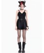 Dark in Love Black Dark Sweet Gothic Lace-Up Pleated Mini Dress
