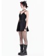 Dark in Love Black Dark Sweet Gothic Lace-Up Pleated Mini Dress