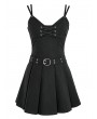 Dark in Love Black Dark Sweet Gothic Lace-Up Pleated Mini Dress