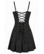 Dark in Love Black Punk Gothic Buckle Mesh Cutout Pleated Mini Dress