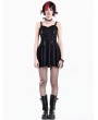 Dark in Love Black Tech Punk Gothic Distressed Texture Mini Dress
