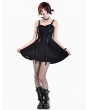 Dark in Love Black Tech Punk Gothic Distressed Texture Mini Dress