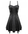 Dark in Love Black Tech Punk Gothic Distressed Texture Mini Dress